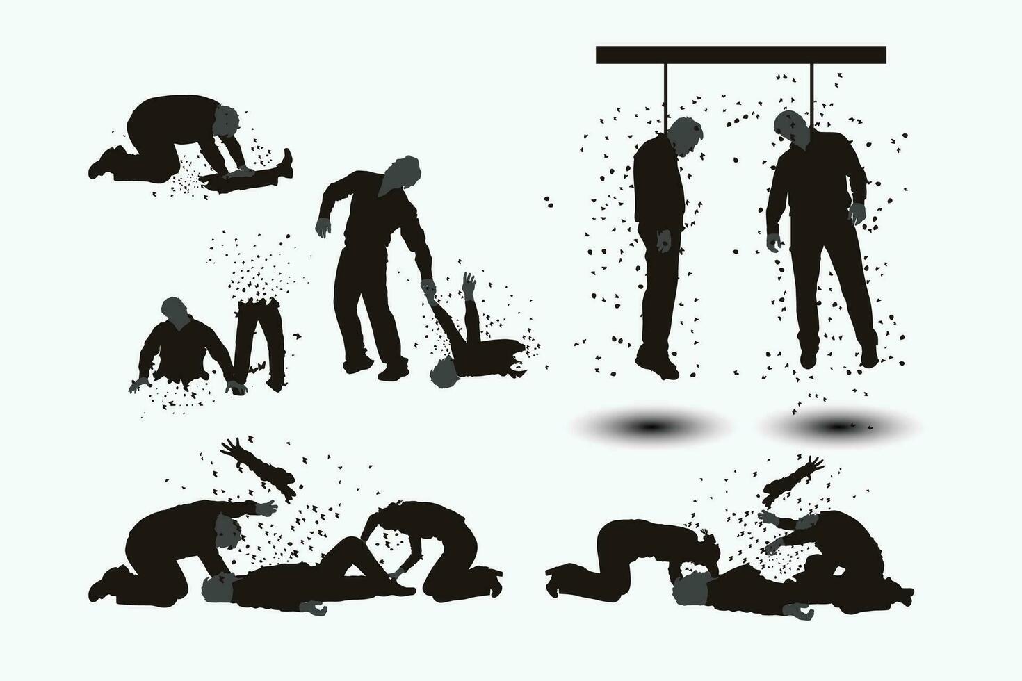 zombie silhouettes set vector