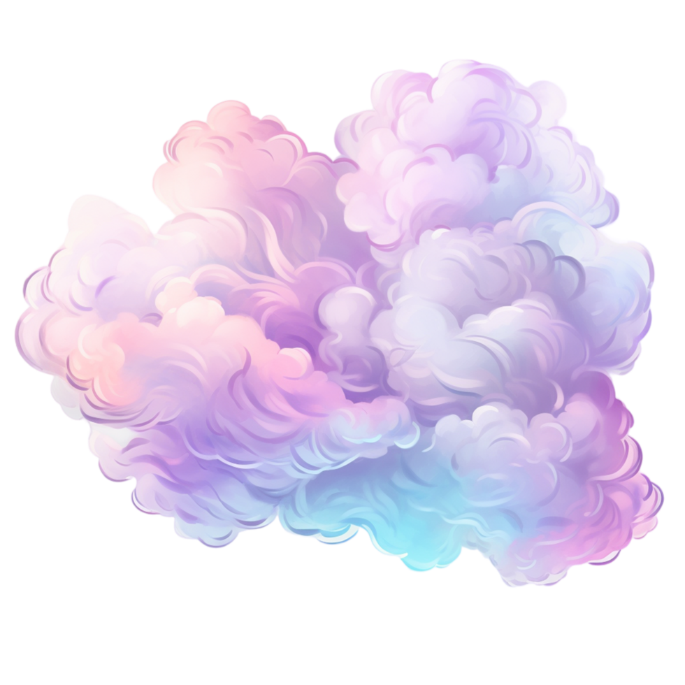 Fantasy soft pastel cloud isolated on transparent ai generative png