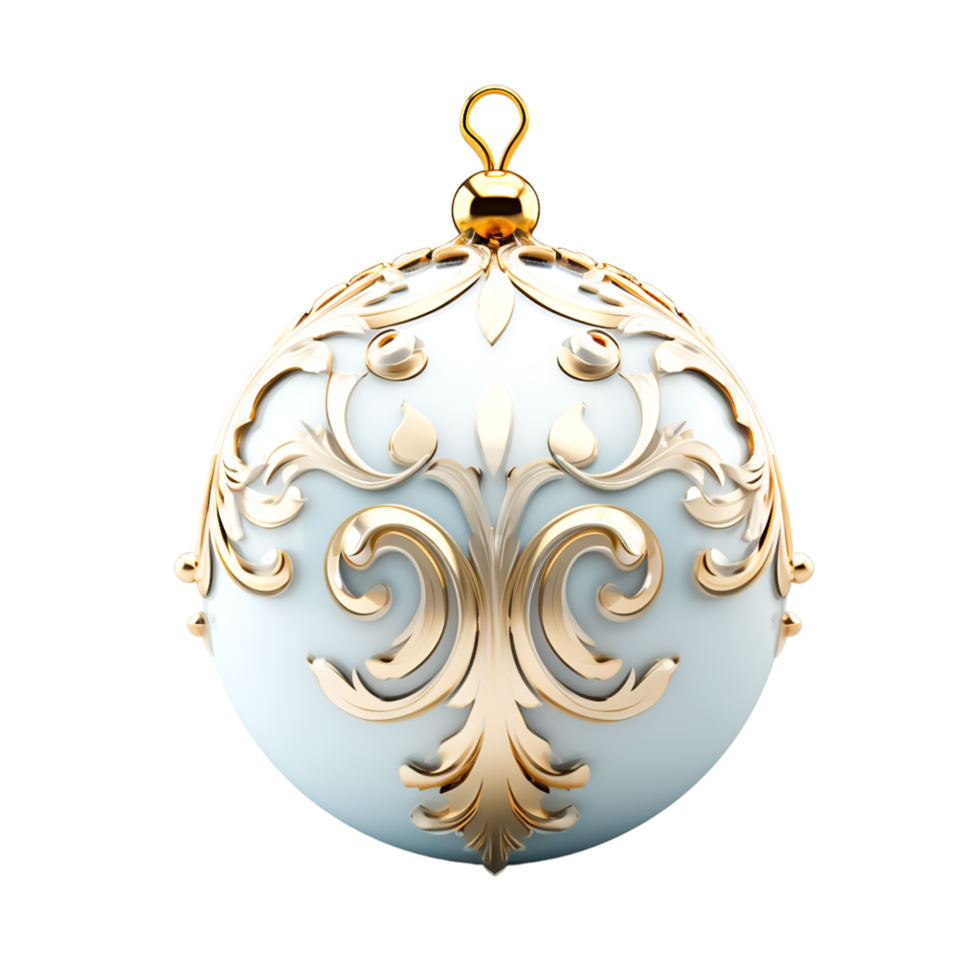 Merry christmas white ornaments ball isolated ai generative png