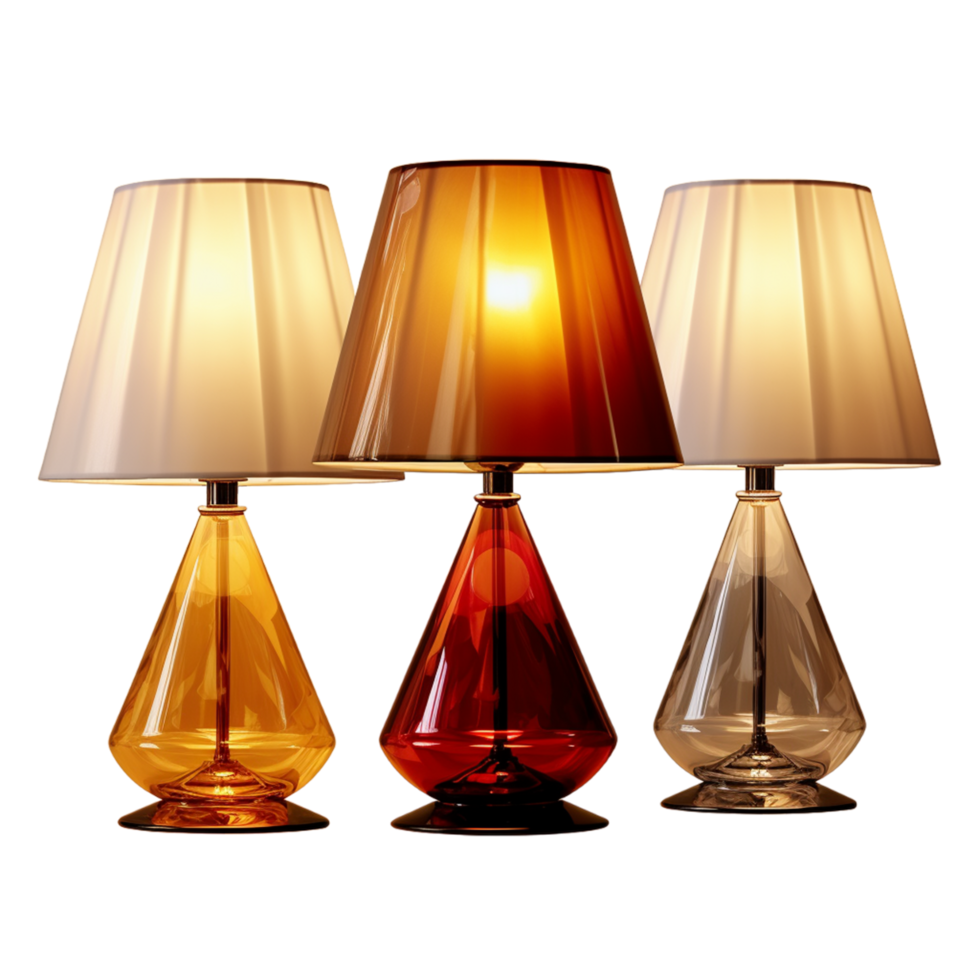 Different stylish table lamps isolated on transparent ai generative png
