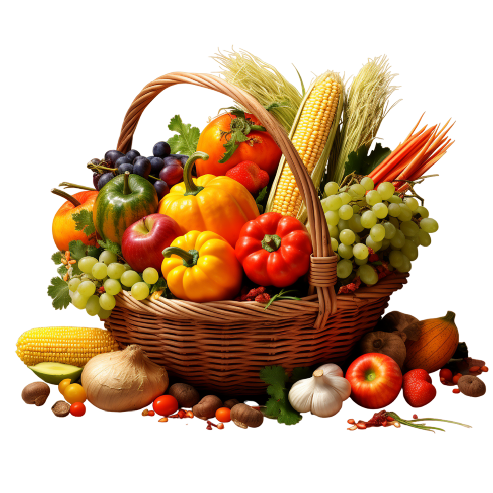 tacksägelse dag överfyllda med frukt och grönsaker ai generativ png