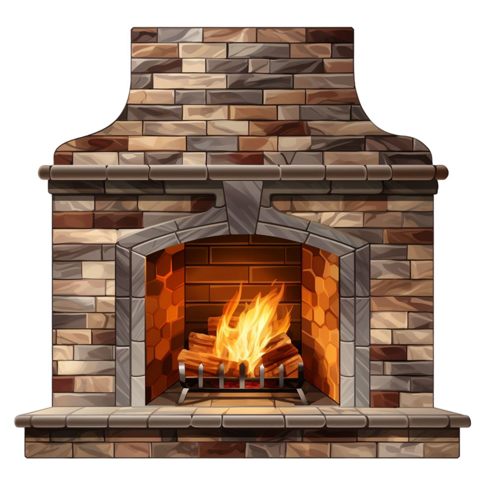 Fireplace modern classic and stone style. Beautifull ai generative png