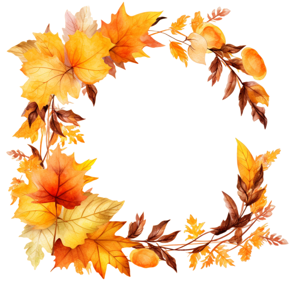 Beautiful Autumn Frame isolated transparent background ai generative png