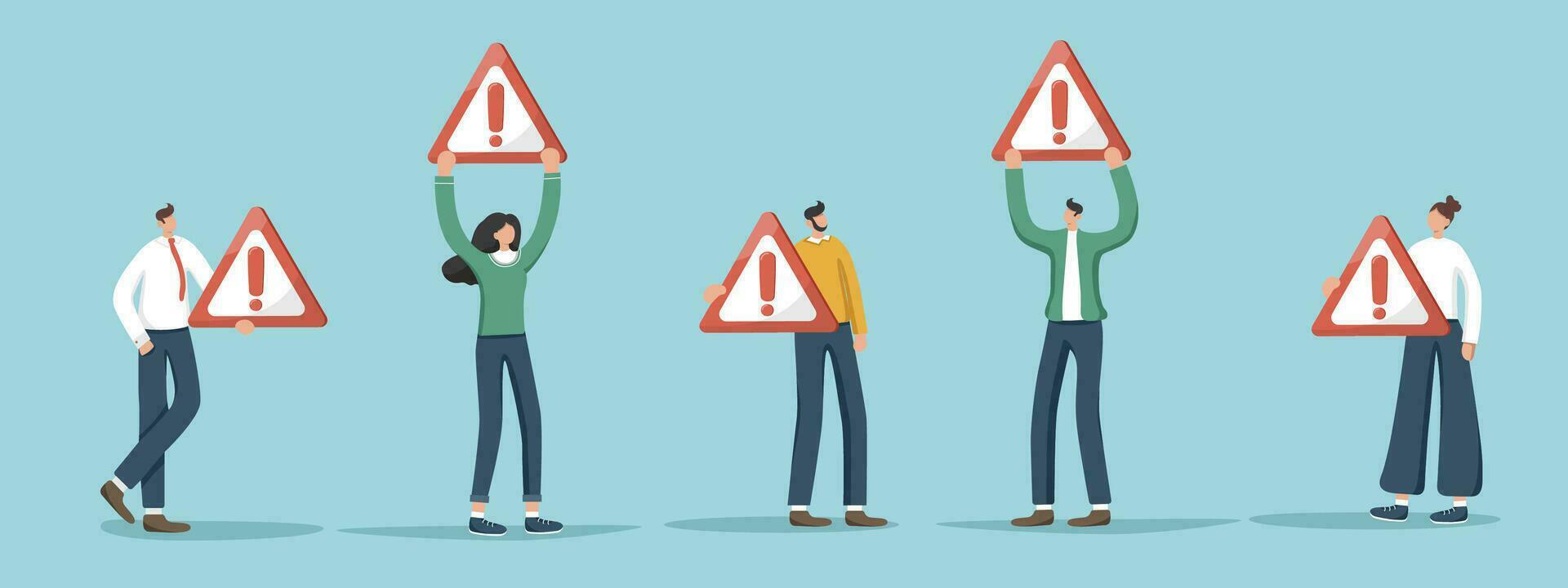 People holding road danger sign vector