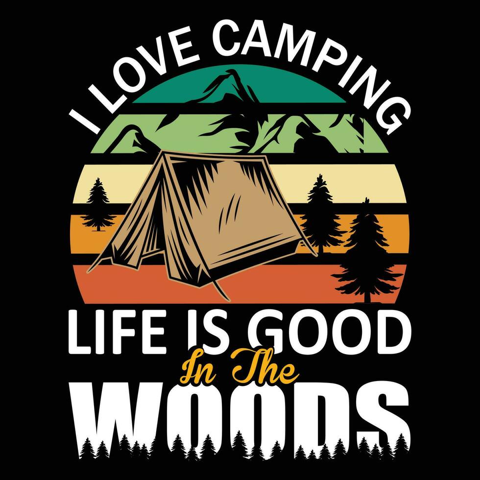 Camping t shirt design template free download pro vector