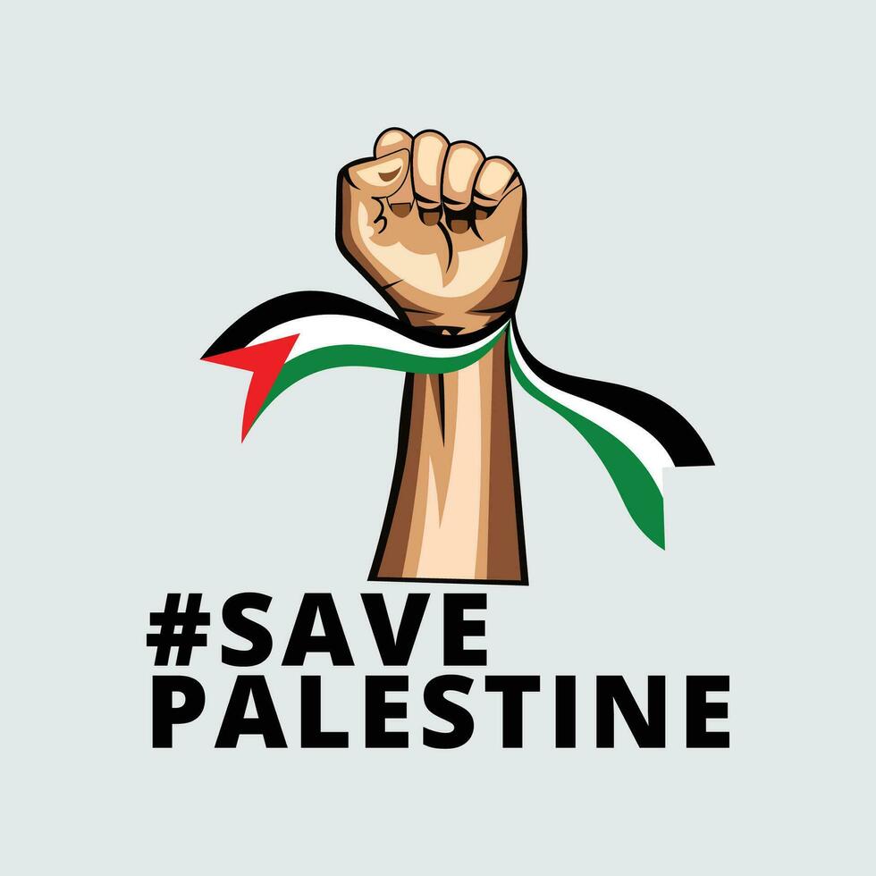 internacional día de solidaridad el palestino personas con mano y bandera vector ilustración