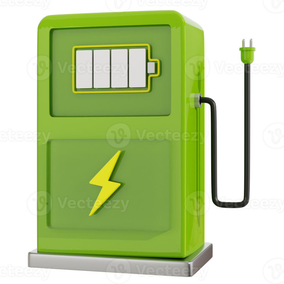 Electric Car Charging Station 3D Icon png