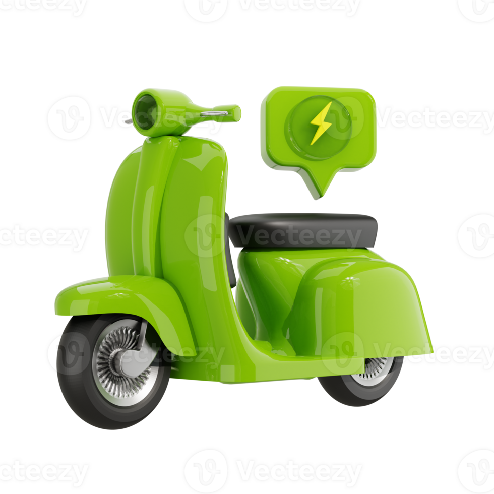 green motorcycle Scooter 3D Icon png