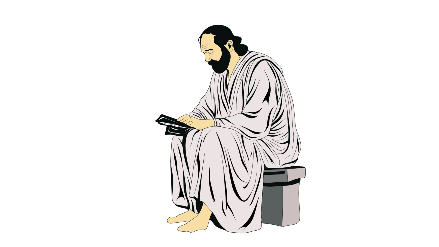 oude Grieks filosoof lezing, een ouderen geleerde verdiept in lezing een naar mij, middeleeuws monnik studies de Bijbel, zittend middeleeuws Mens lezing een boek of Bijbel, Aristoteles portret png