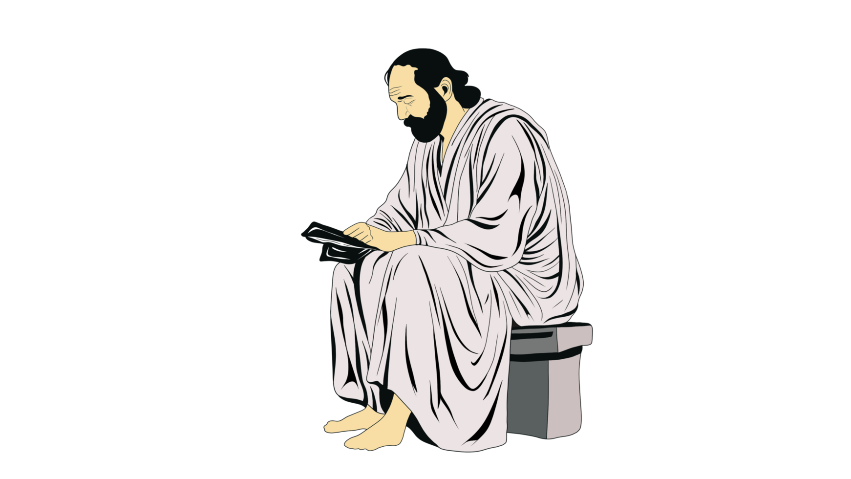 Ancient Greek philosopher reading, An elderly scholar engrossed in reading a tome, Medieval monk studies the Bible, Sitting medieval man reading a book or bible, Aristotle Portrait png