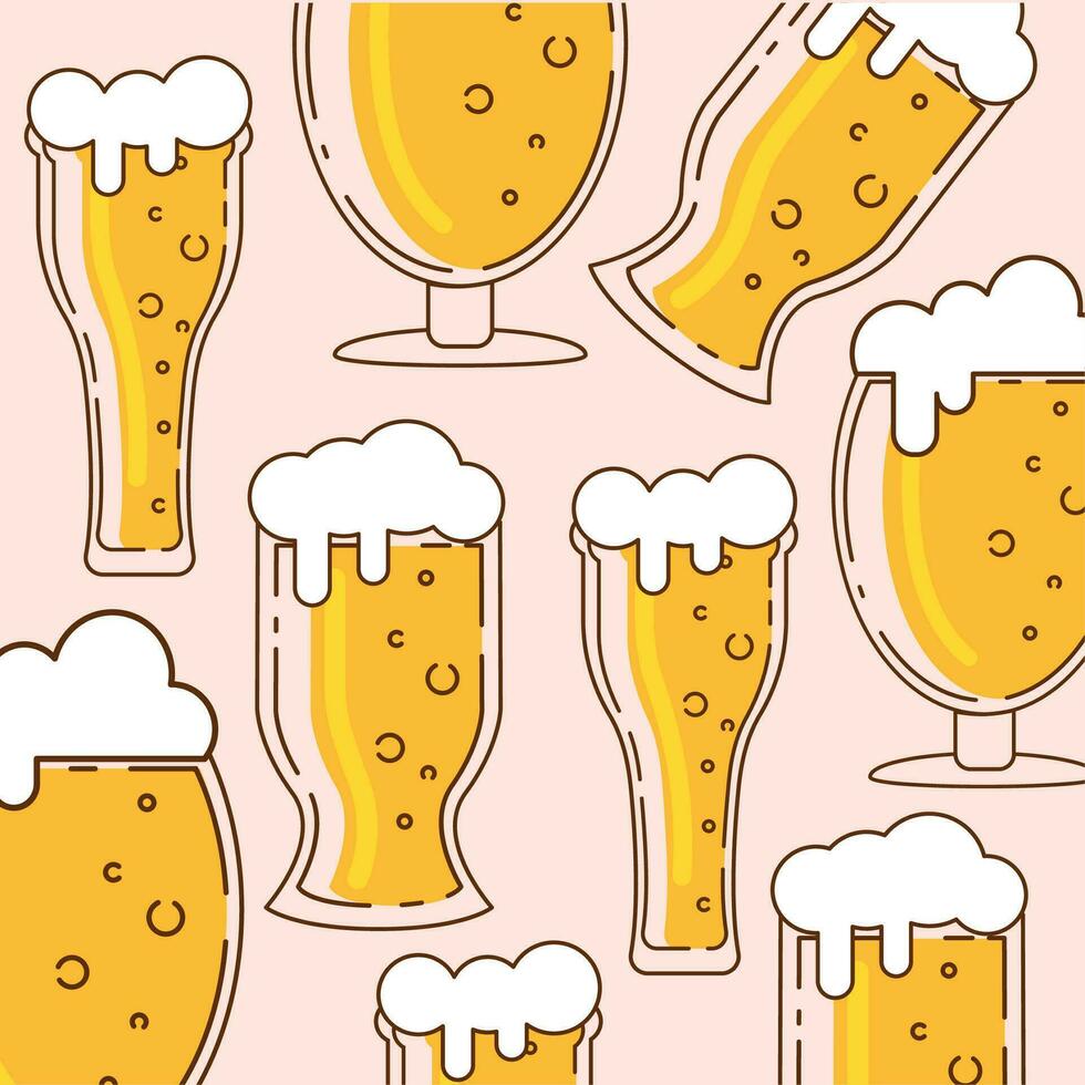 Beer pattern background Vector illustration