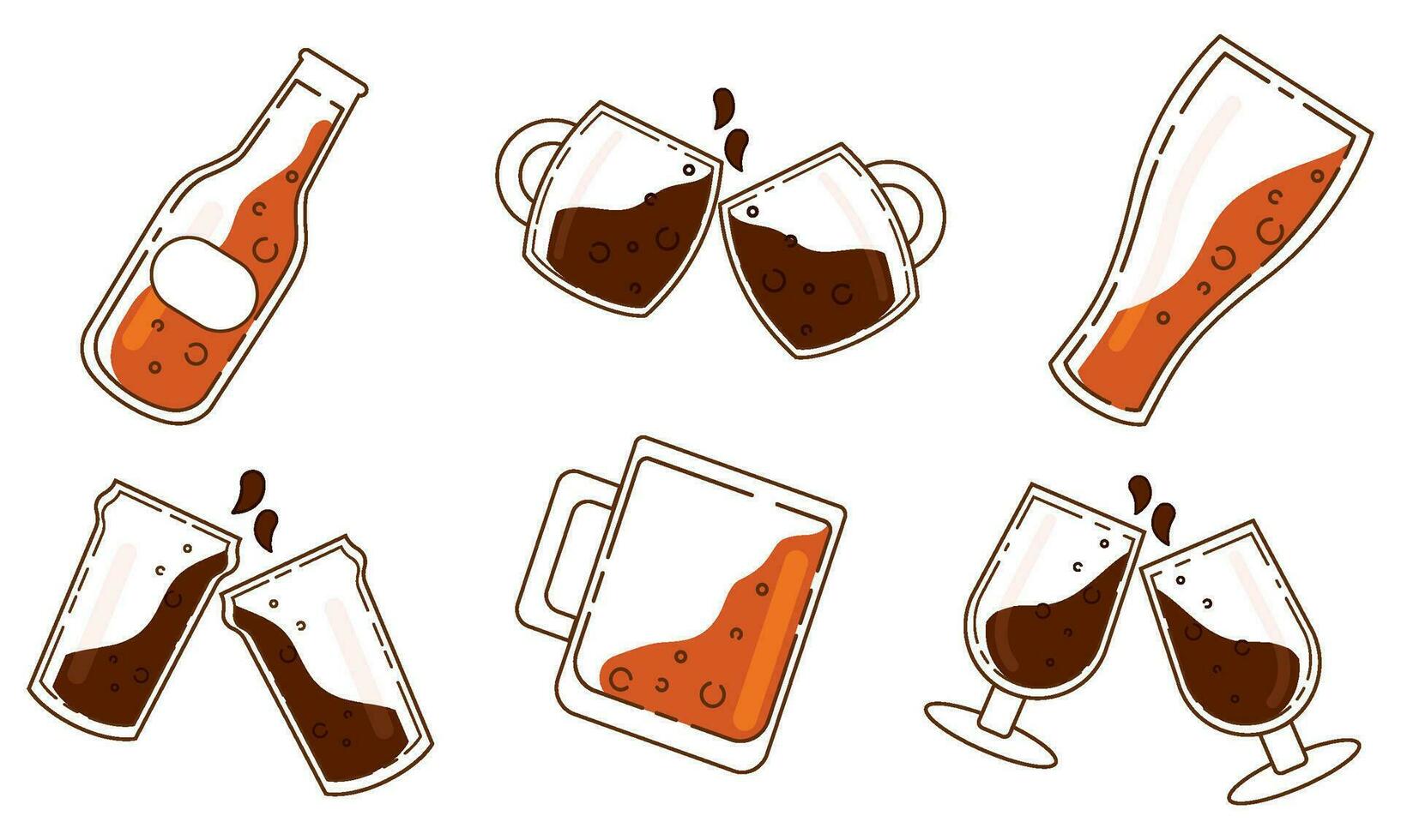 Set of colored beer icons Vector illustration