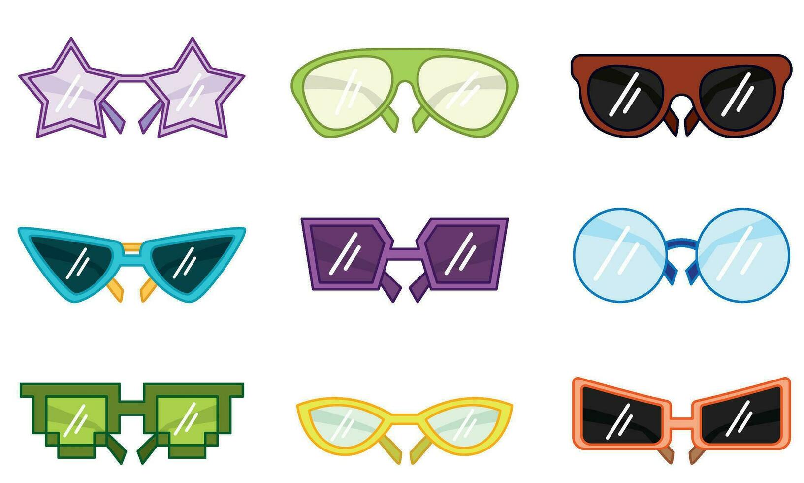 Set of colored trending eyeglasses icon Vector illustration