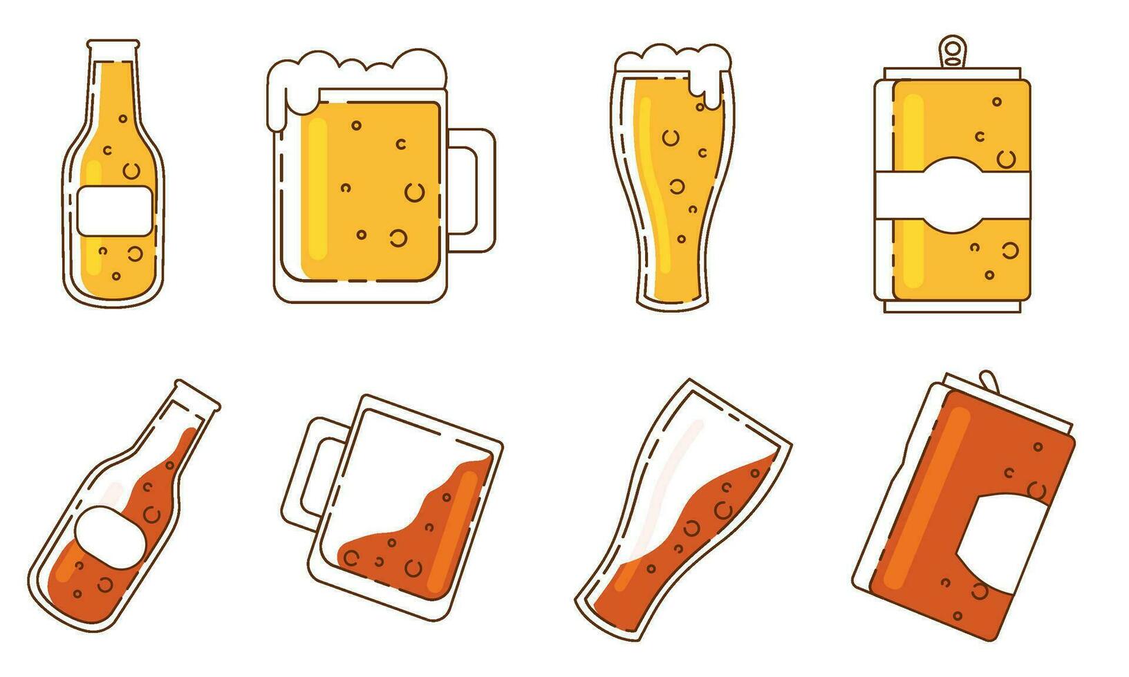 Set of colored beer icons Vector illustration