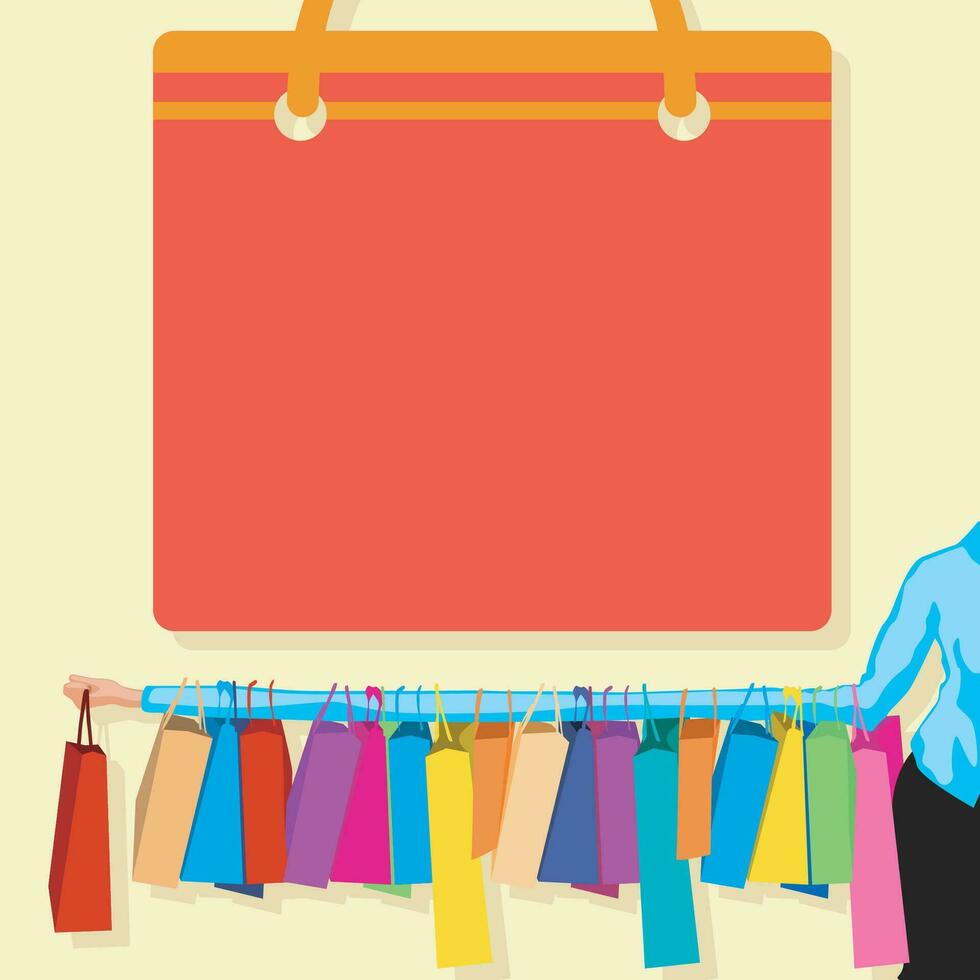 shopping holds lot of bags vector