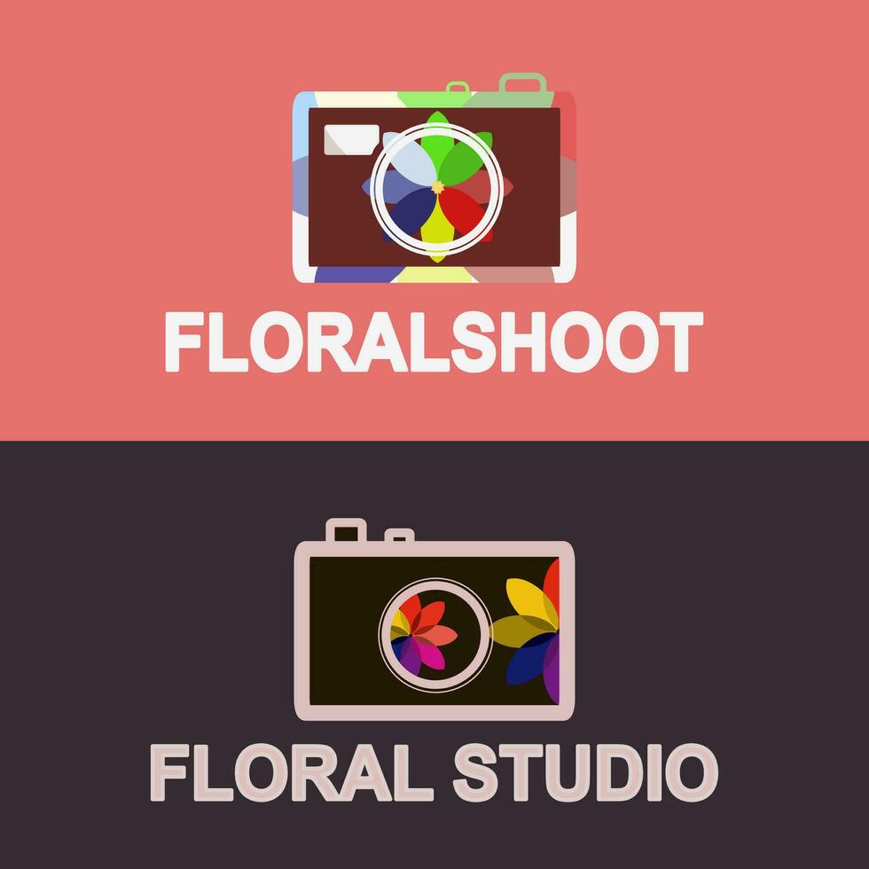 modern style logo in the shape of a colorful camera for a photo studio, vector