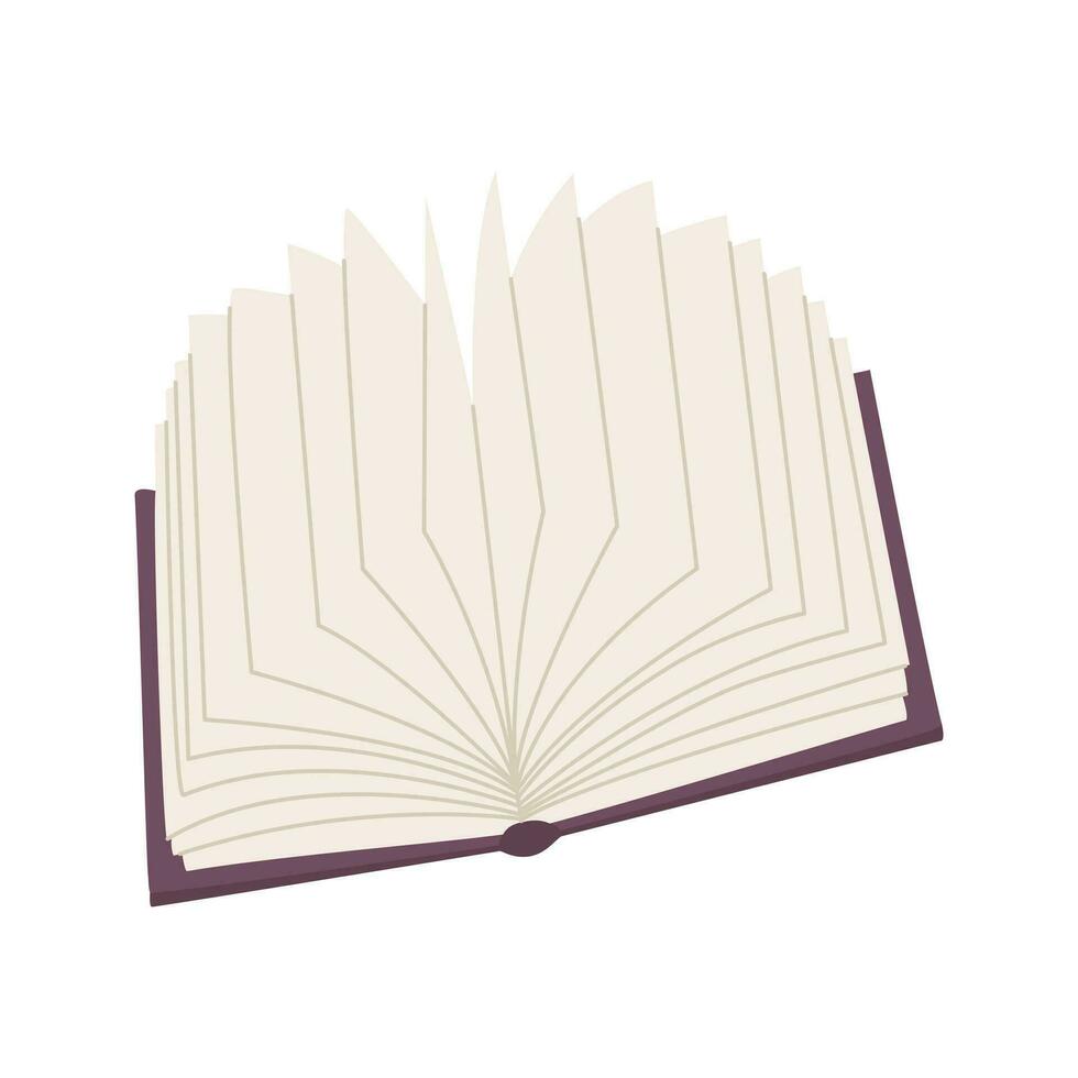An open hardcover book. A symbol of learning, education. Literature, reading. Flat cartoon vector illustration isolated on a white background.