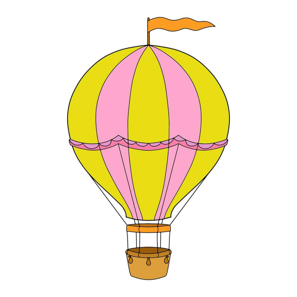 Cute Hot air balloon. Vector illustration isolated on white