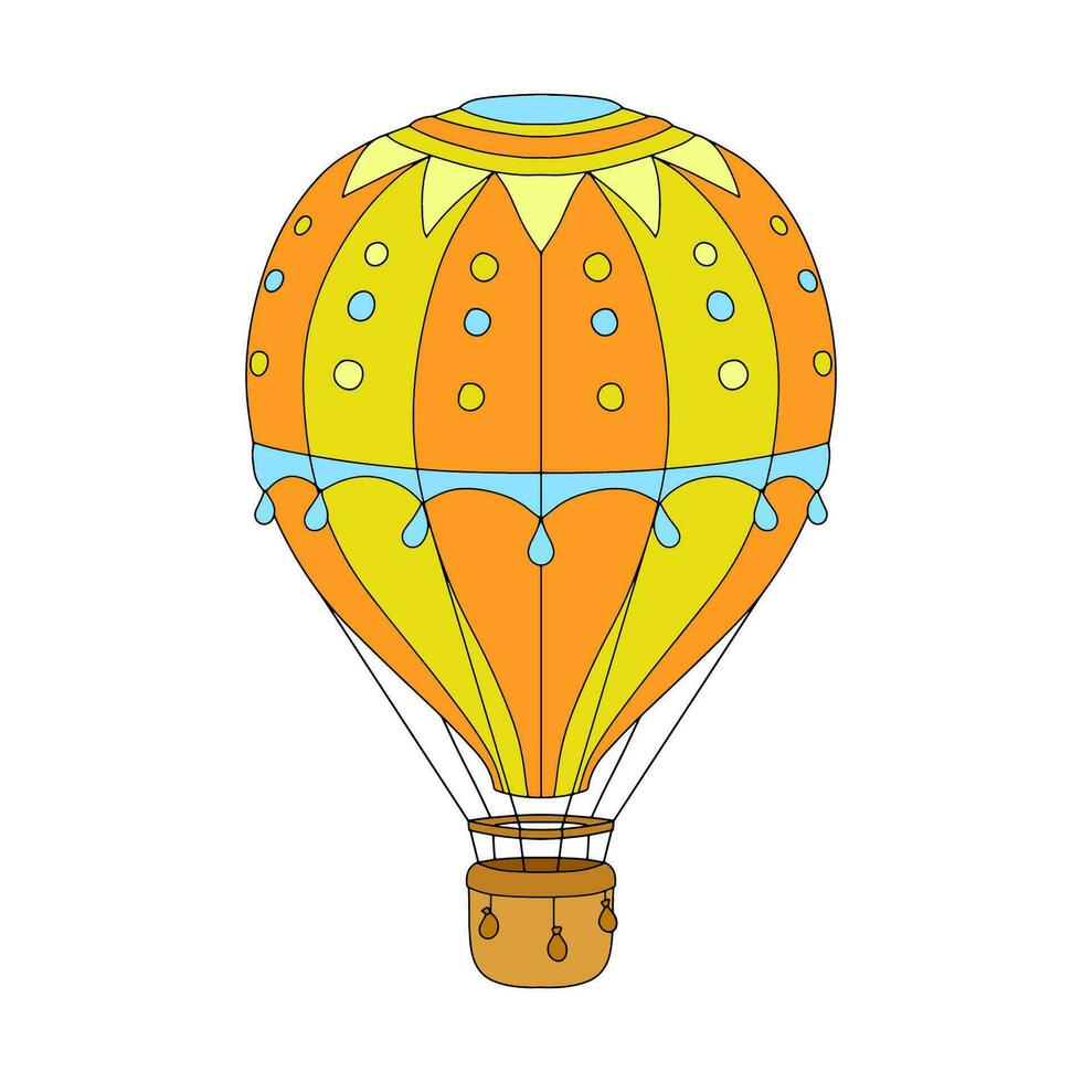 Hot air balloon. Vector illustration isolated on white