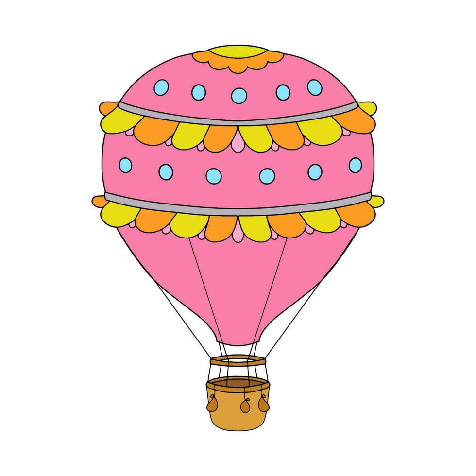 Funny Hot air balloon. Vector illustration isolated on white