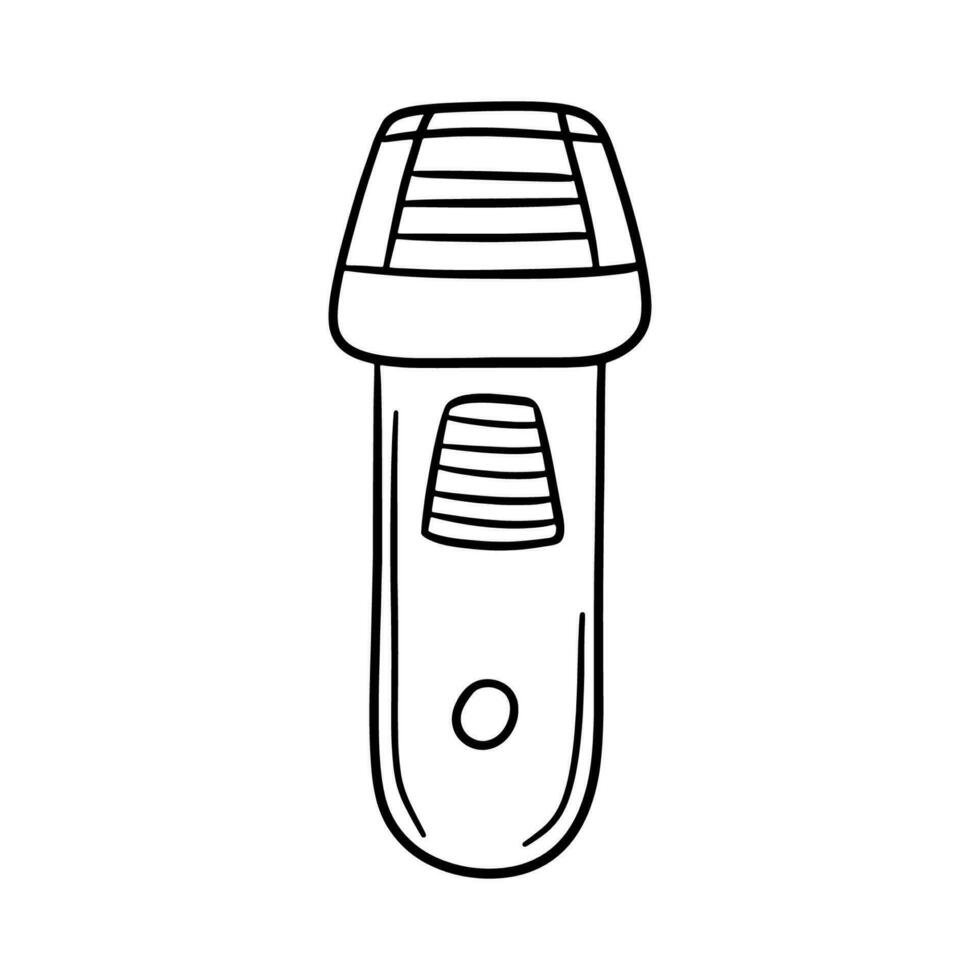 Vector hand drawn Razor outline sketch. Electric razor for shaving doodle icon isolated on white background.
