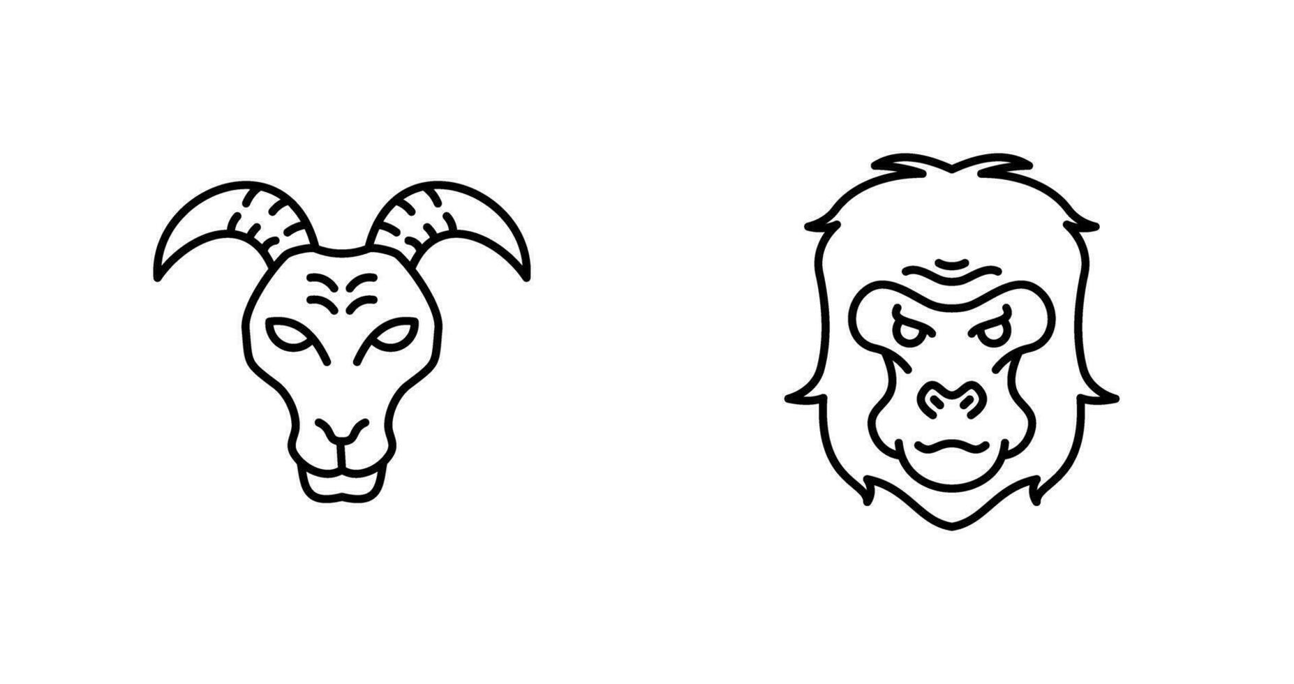 Goat and Gorilla Icon vector