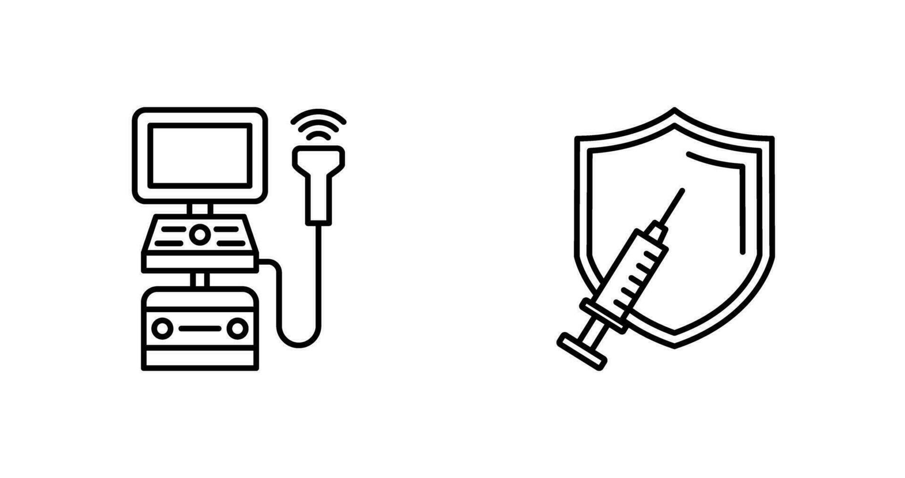 Ultrasound Machine and Vaccination Icon vector