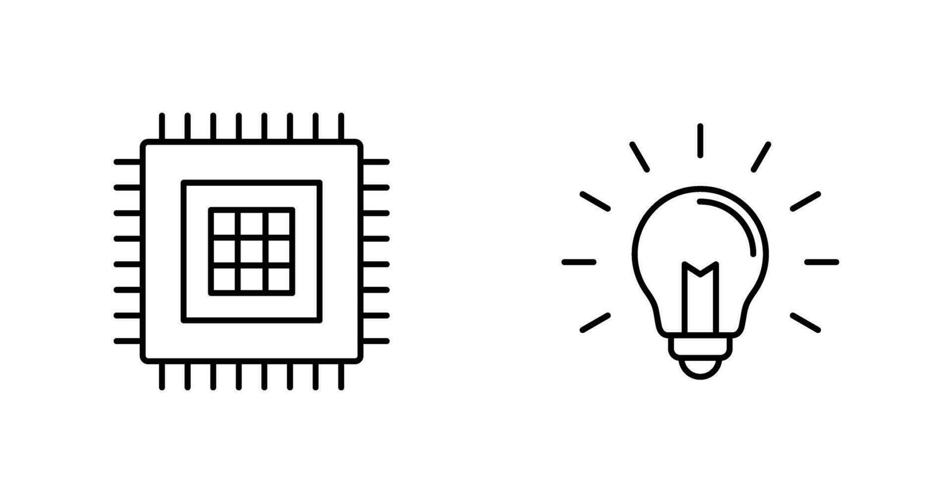 Processor and Light Bulb Icon vector