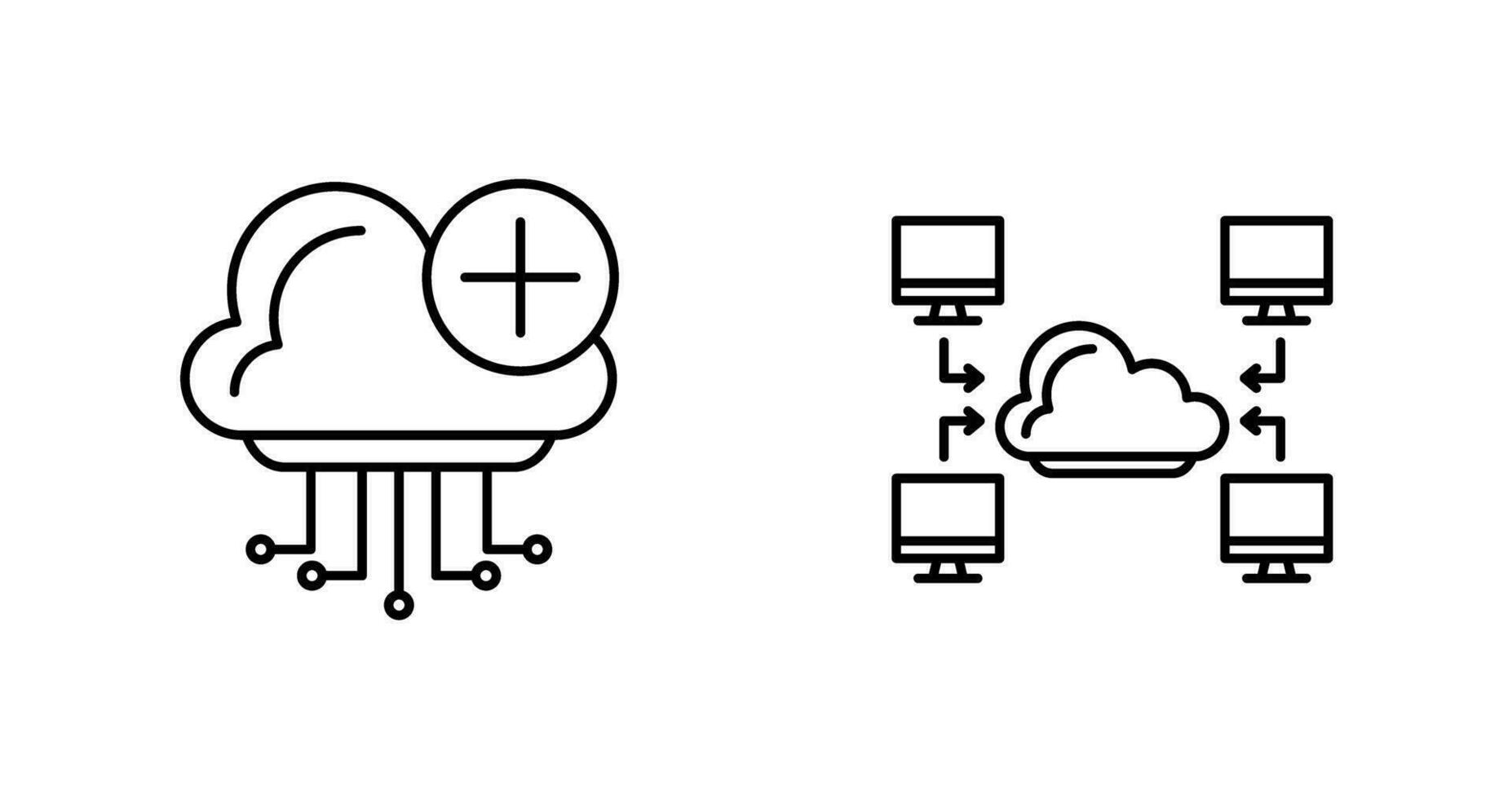 nube informática y computadora icono vector