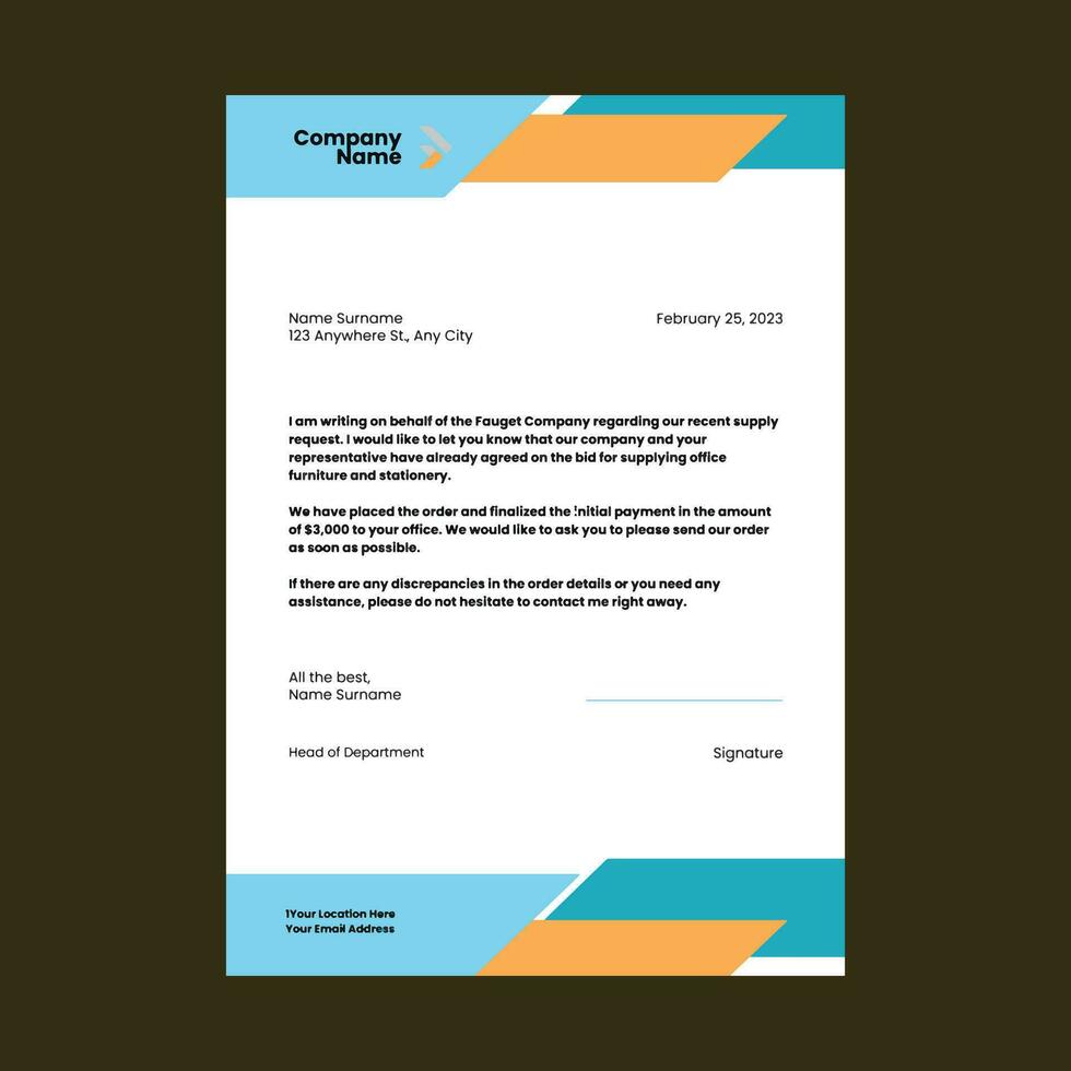 Professional corporate business letterhead design vector template.