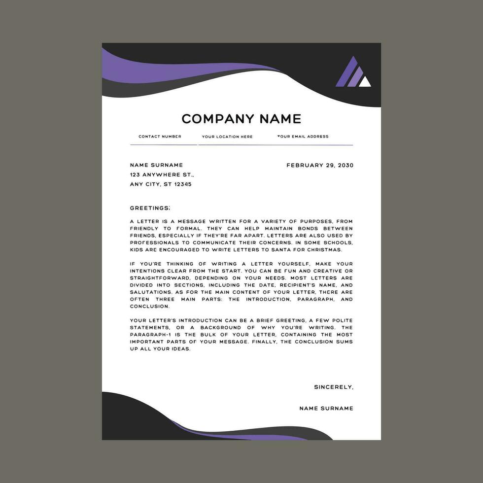 Professional corporate business letterhead design vector template.