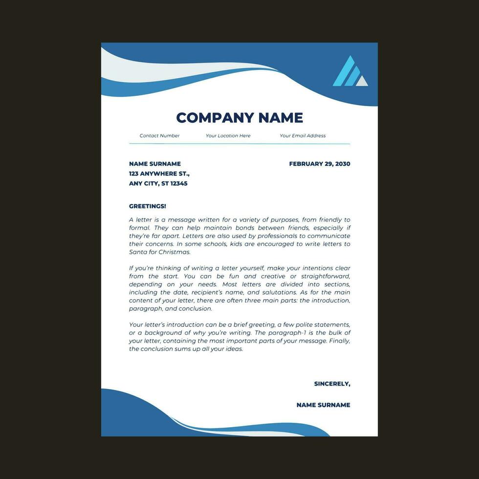 Professional corporate business letterhead design vector template.