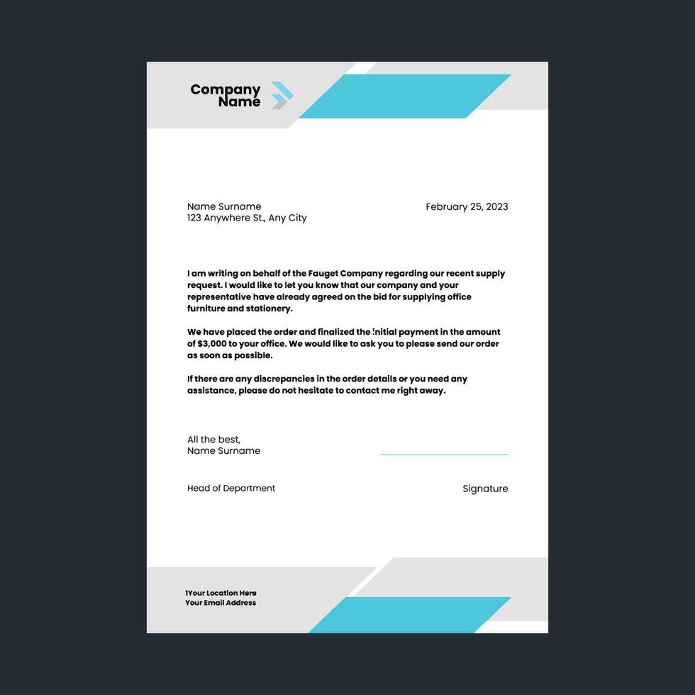 Professional corporate business letterhead design vector template.