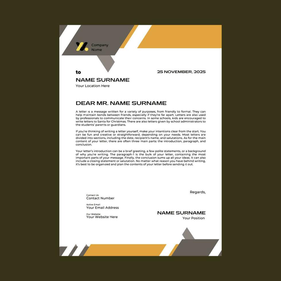 Professional corporate business letterhead vector template. Simple and clean print ready design.