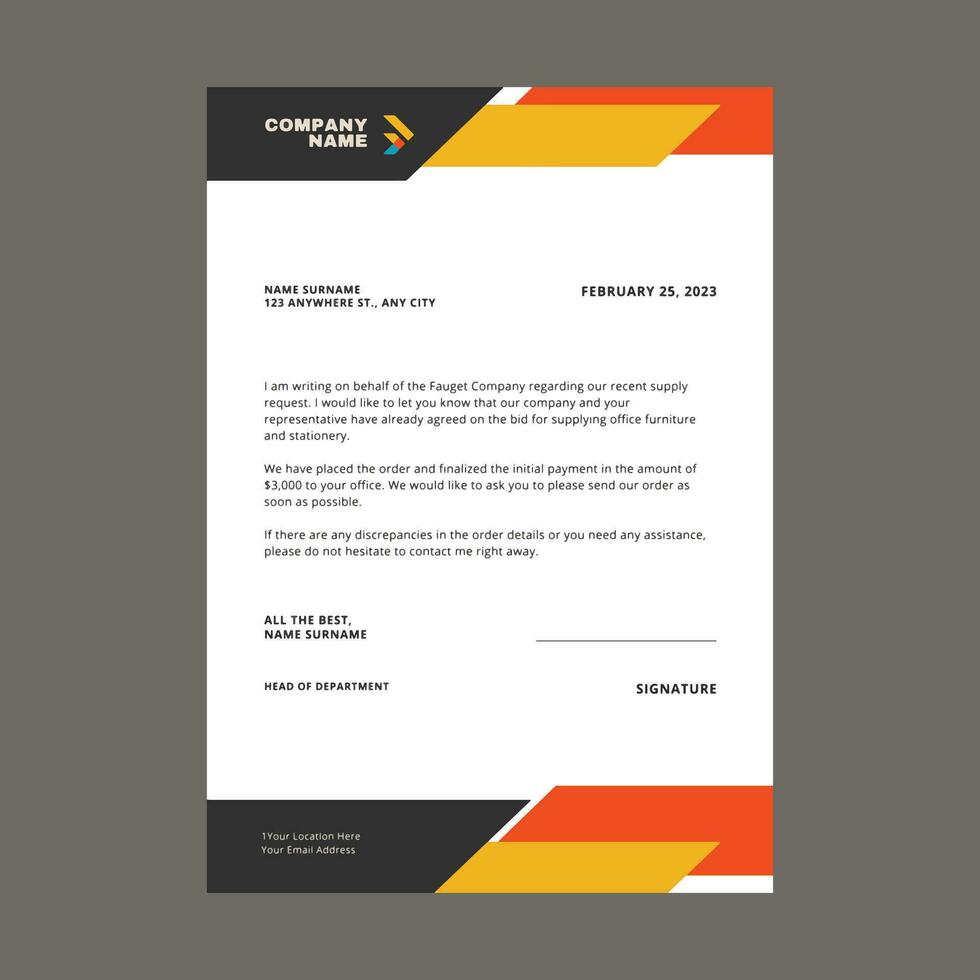 Professional corporate business letterhead design vector template.