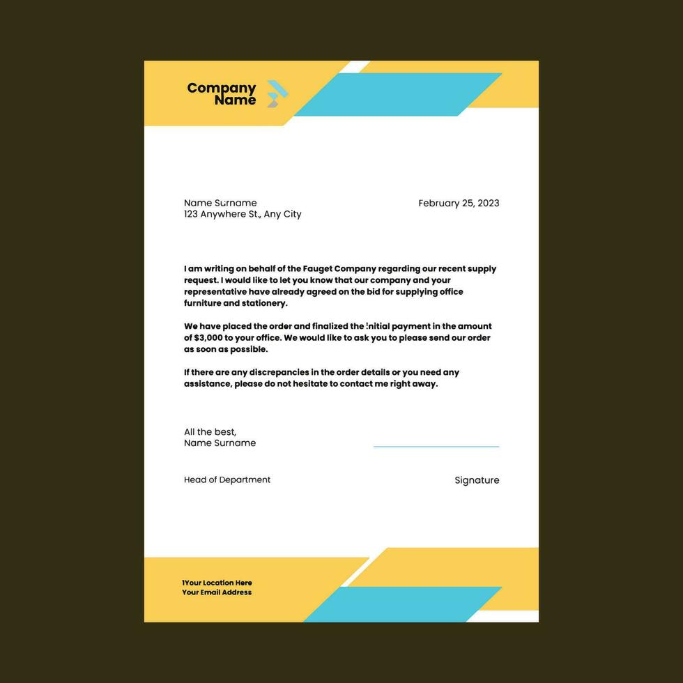 Professional corporate business letterhead design vector template.