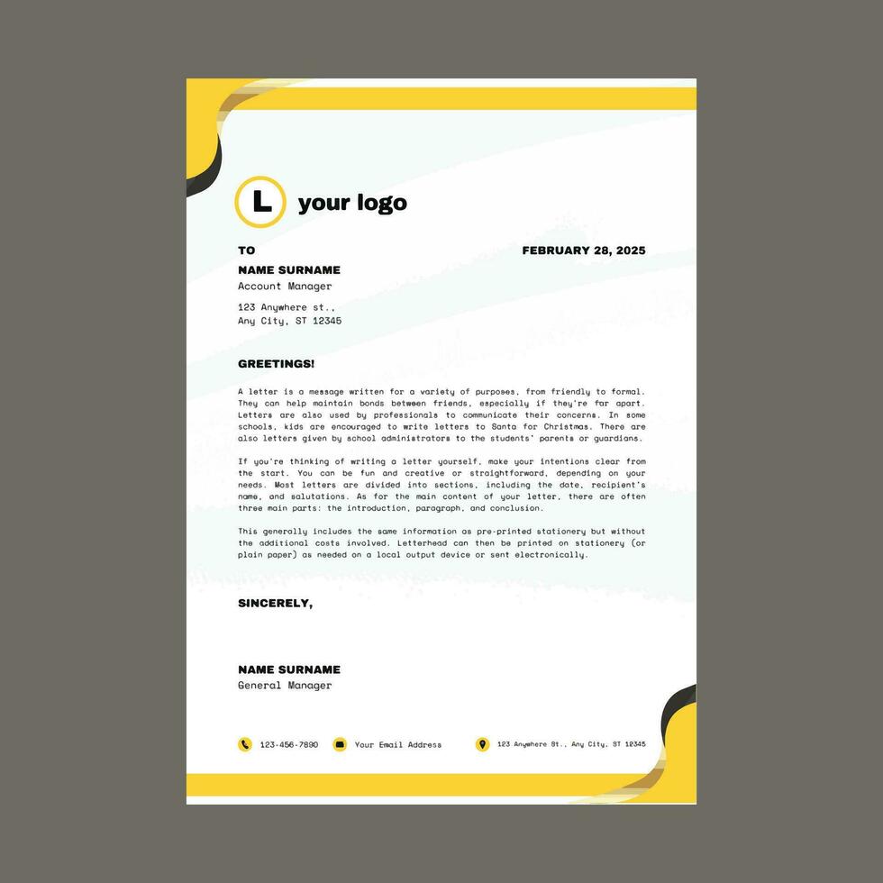 Professional corporate business letterhead design vector template.