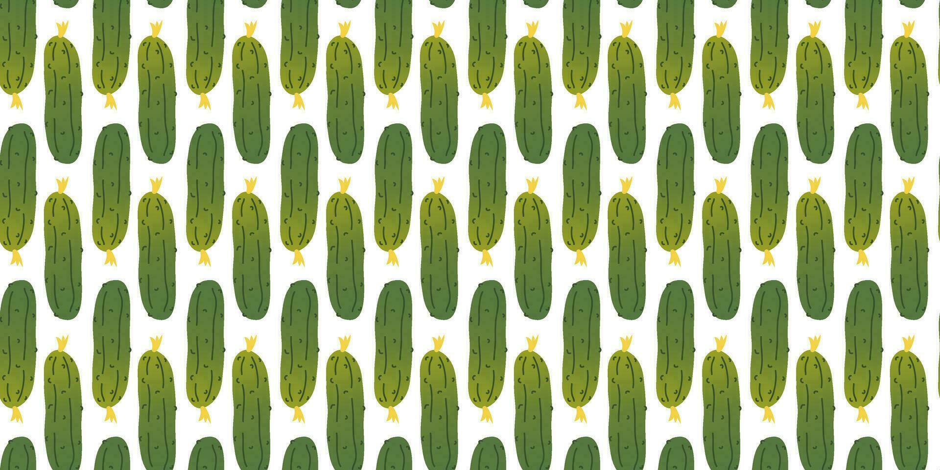 Seamless pattern green gradient cucumbers in flat vector style on white background. For print, textile, background, wrapper.