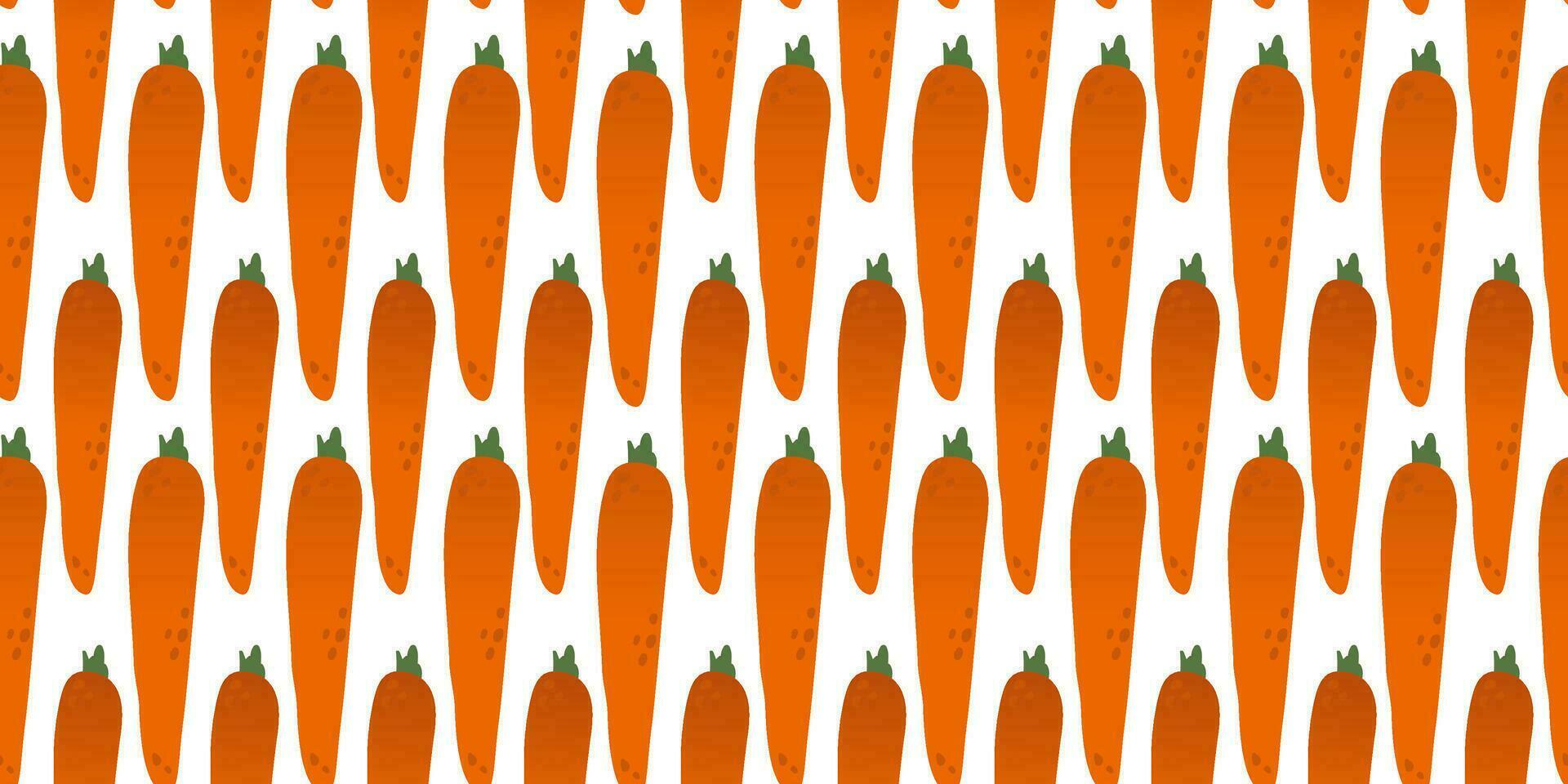 Seamless pattern orange gradient carrots in flat vector style on white background. For print, textile, background, wrapper.