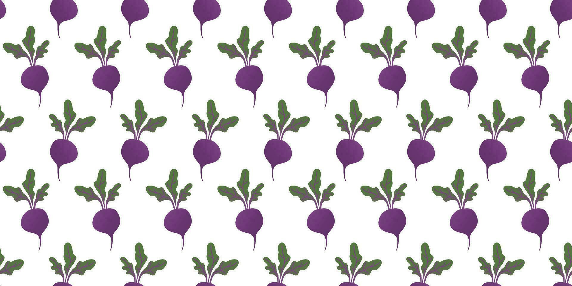 Seamless pattern purple beetroot in flat vector style on white background. For print, textile, background, wrapper.