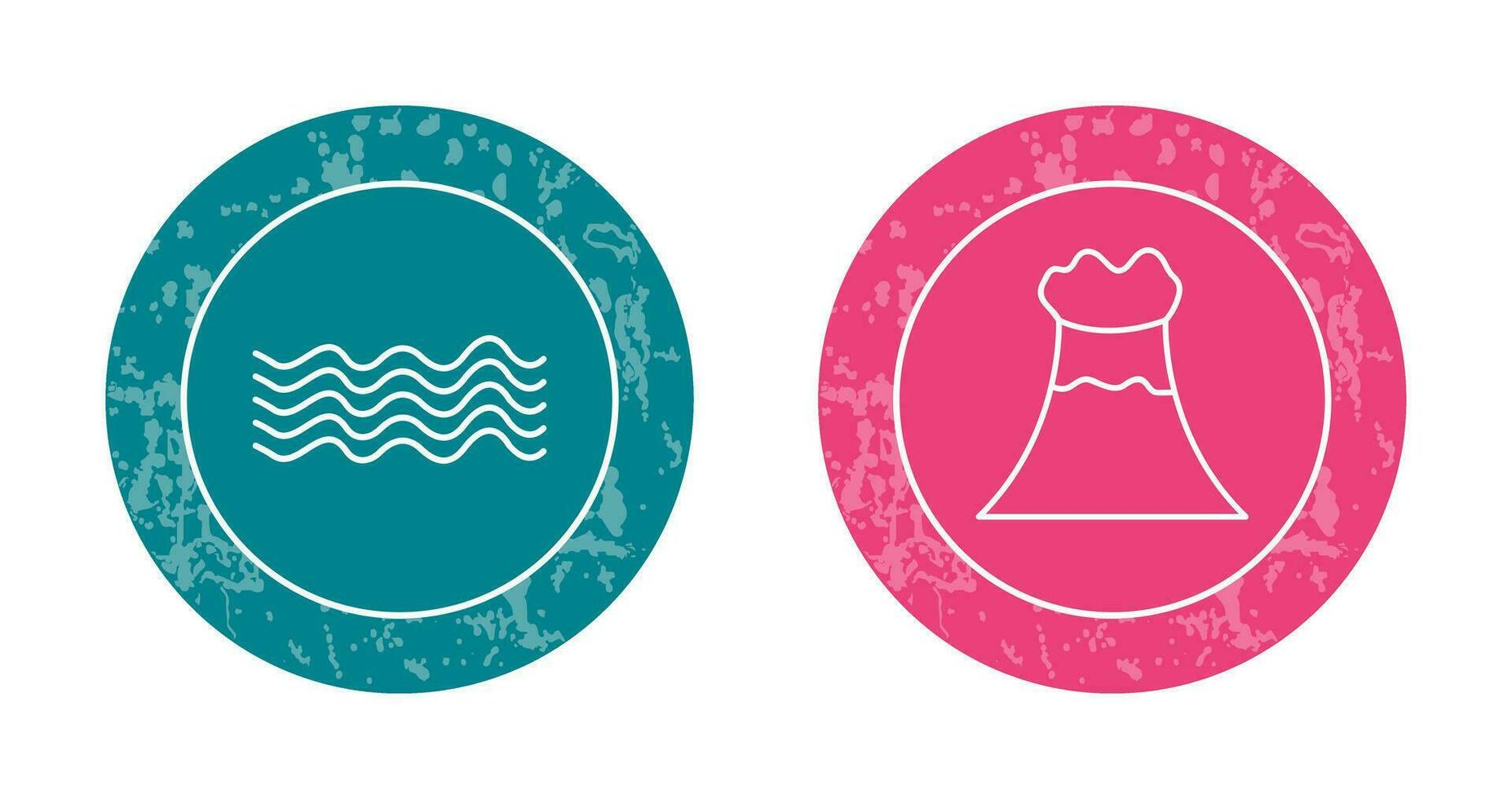magnetic waves and volcano Icon vector