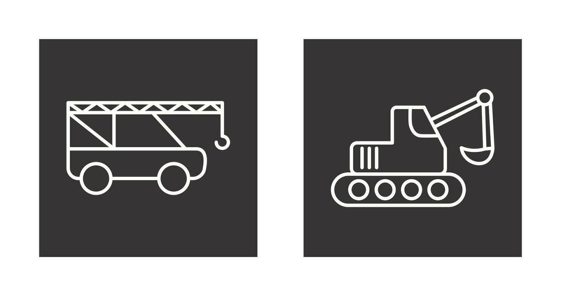 Crane and Escavator Icon vector