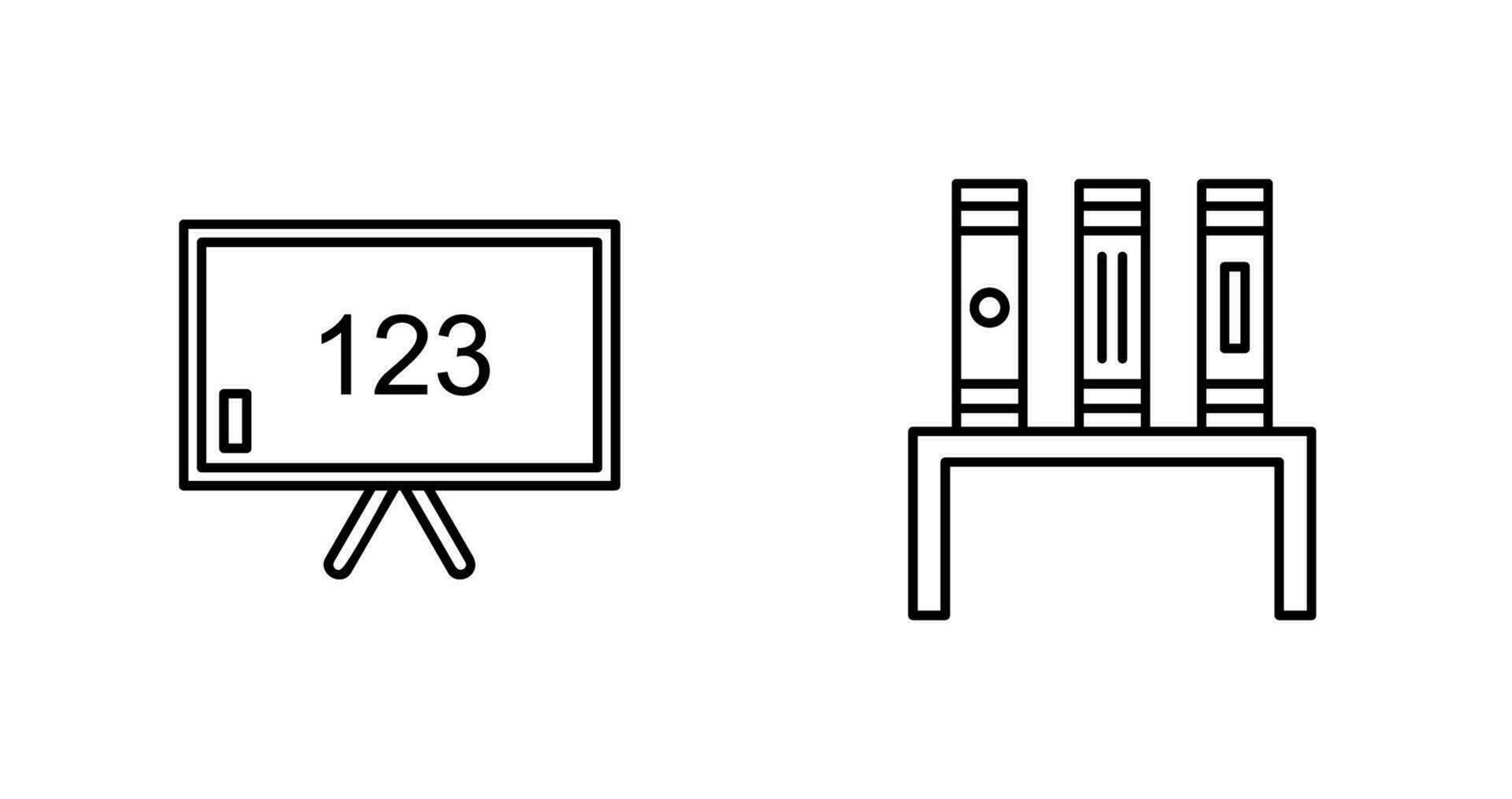 salón de clases tablero y estantería icono vector