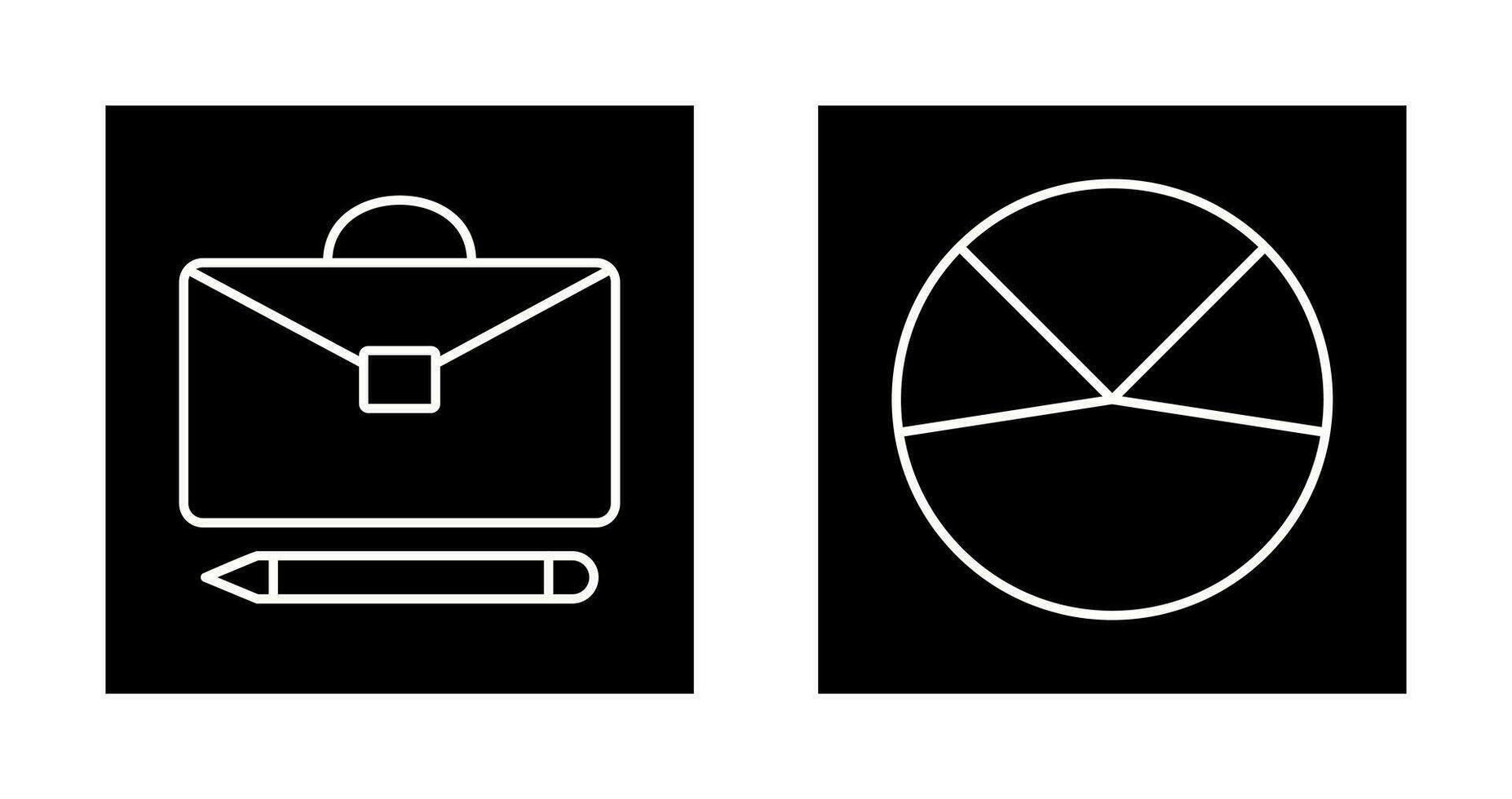 briefcase and pie chart analysis Icon vector