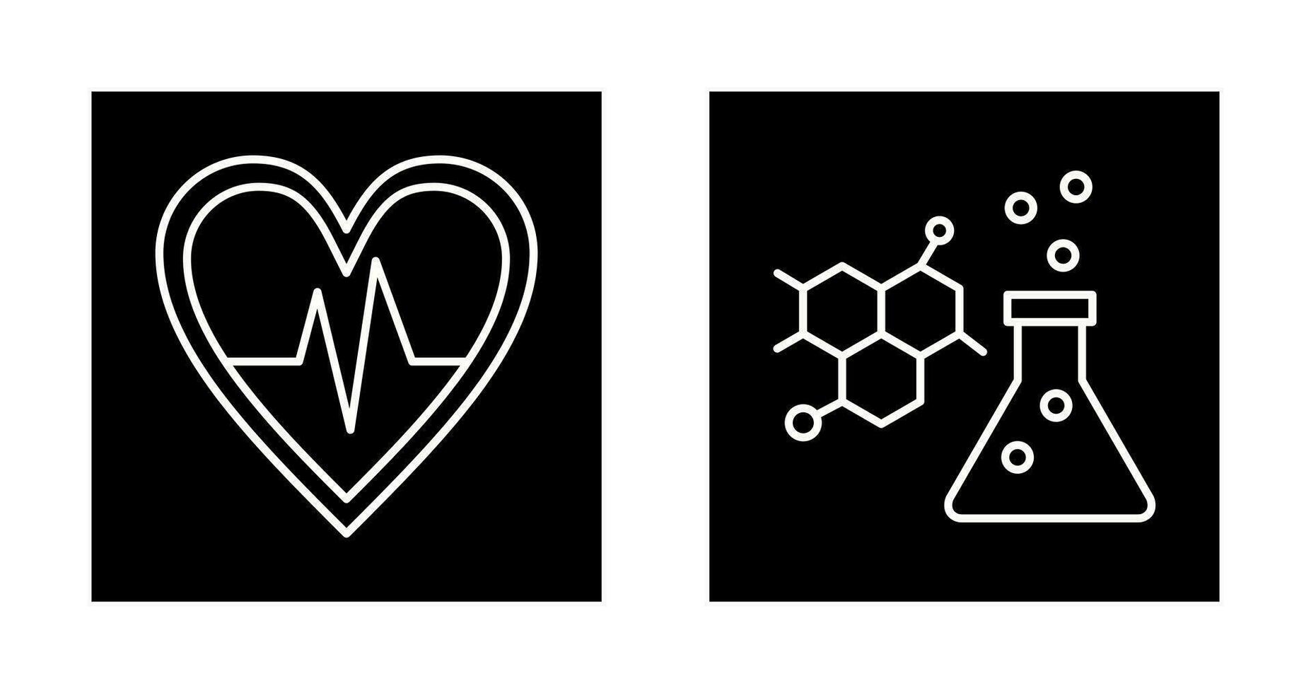 Cardiogram and Chemistry Icon vector