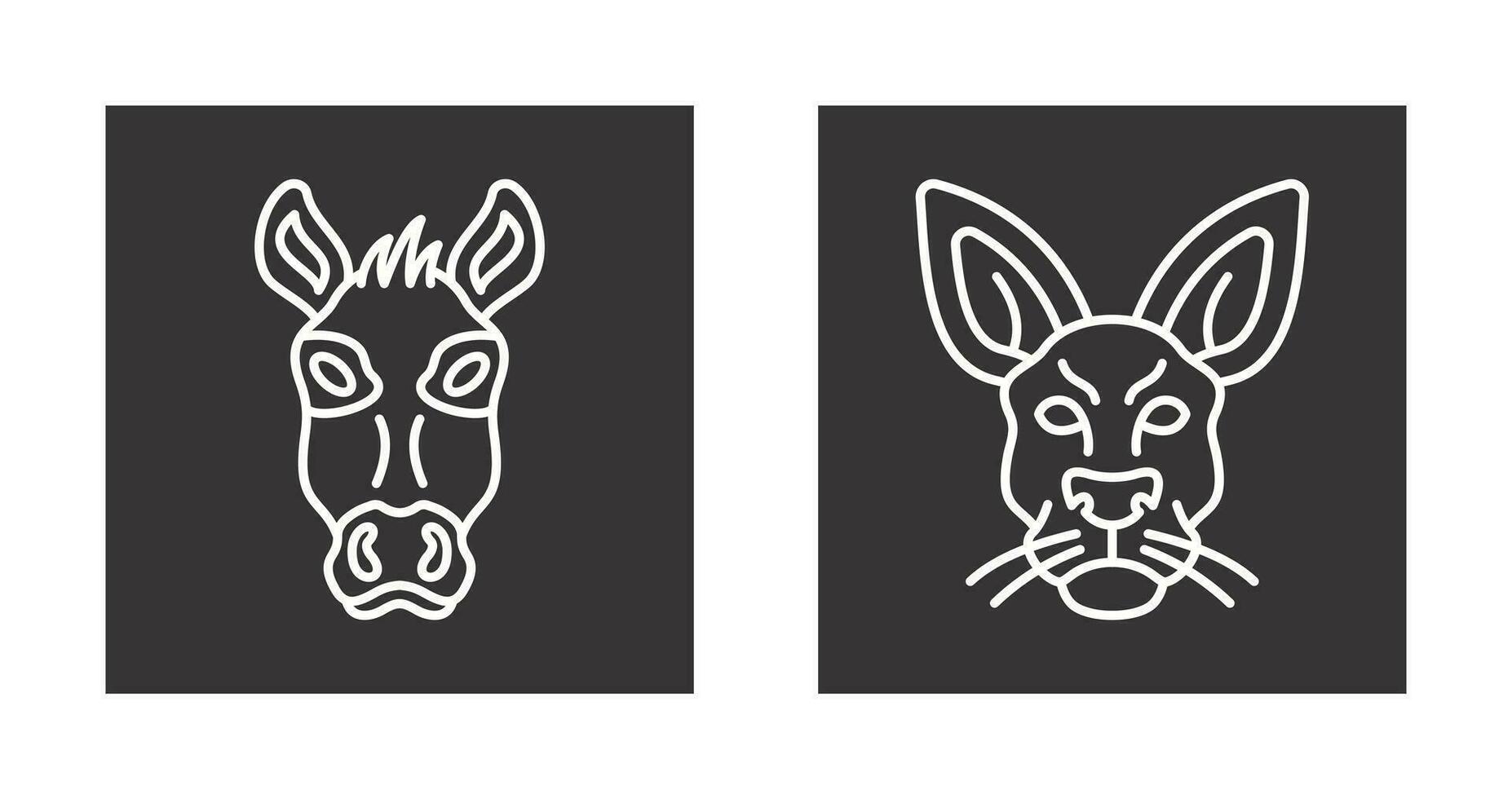 Donkey and Kangaroo Icon vector