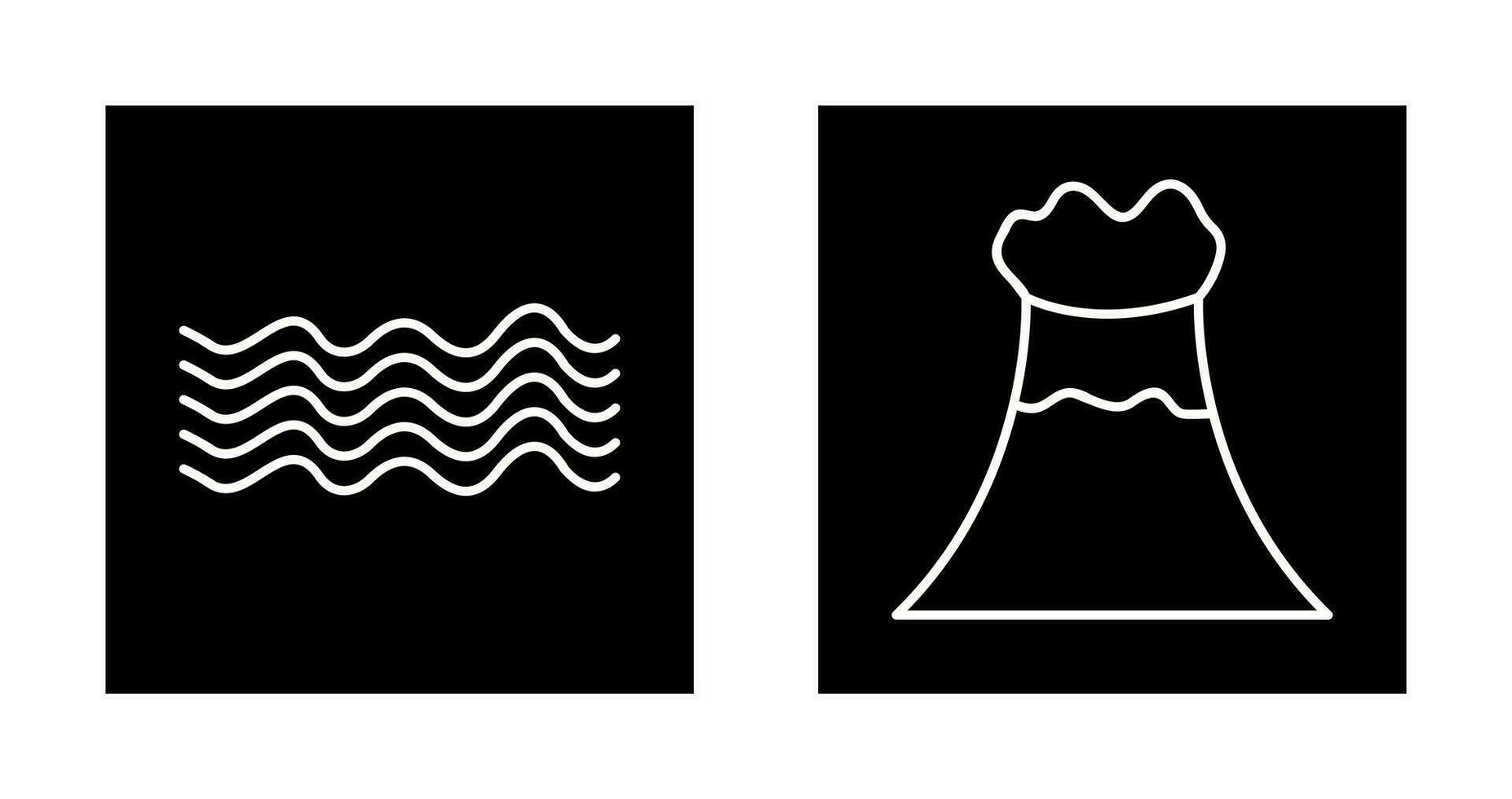 magnetic waves and volcano Icon vector