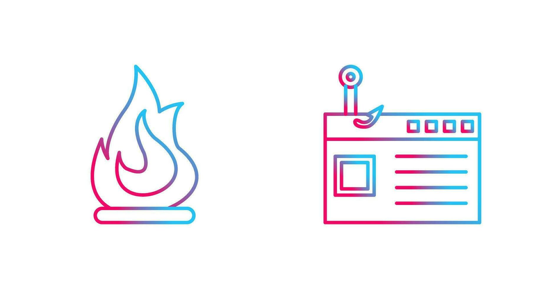 Fire and Phishing Icon vector