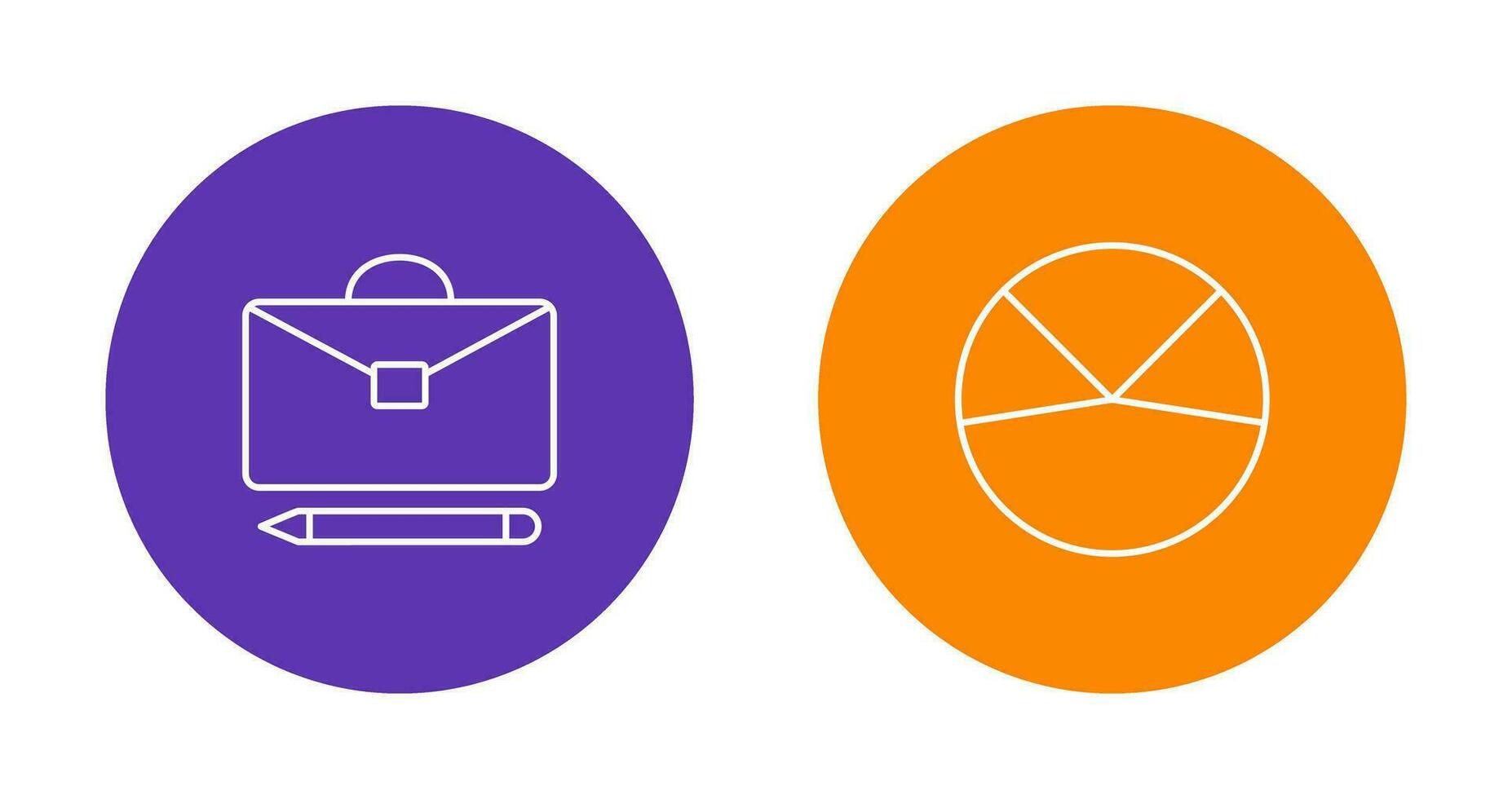 briefcase and pie chart analysis Icon vector