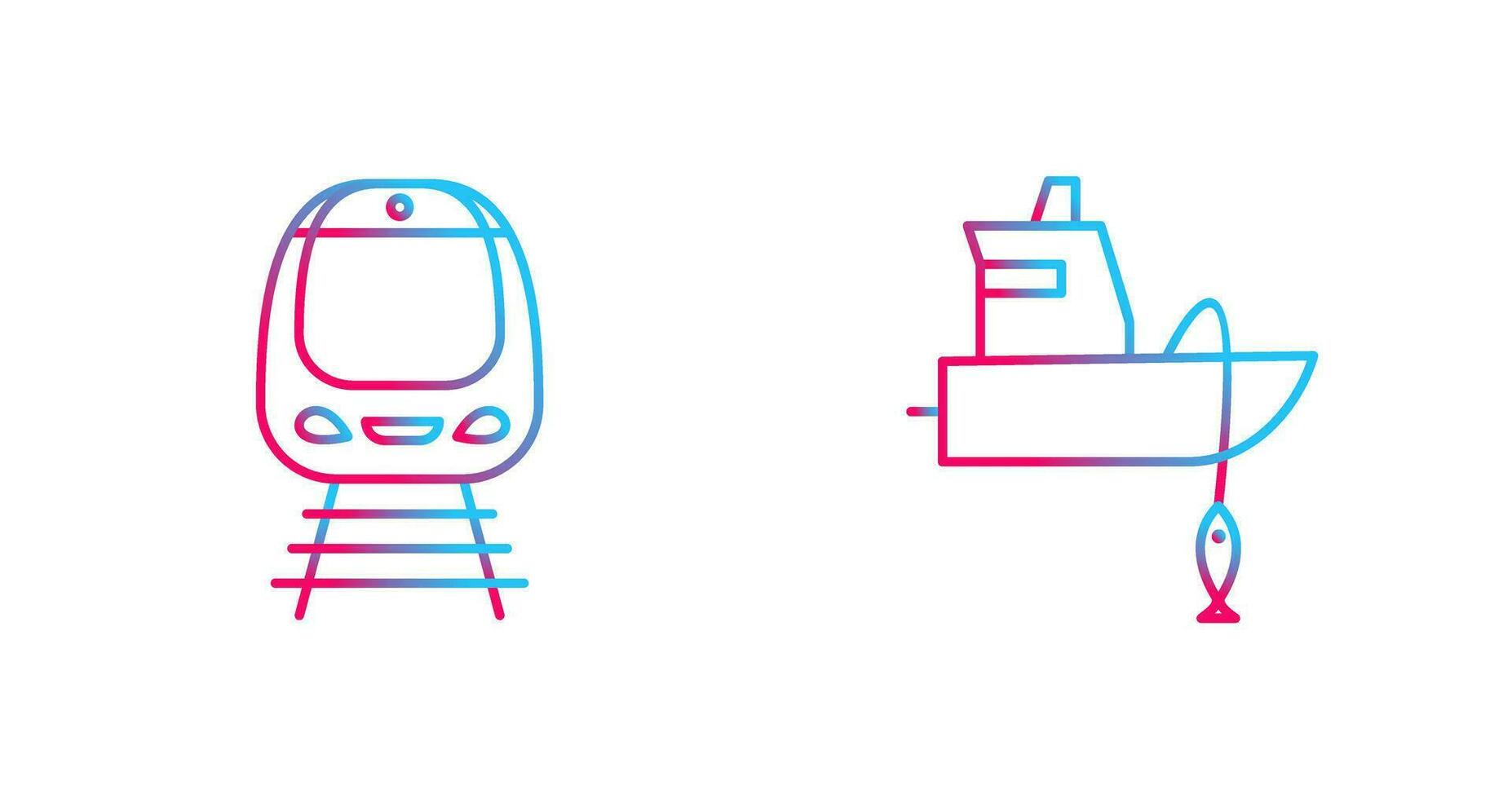 Train and Fishing Boat Icon vector